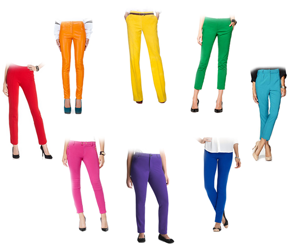 calças coloridas para as mulheres