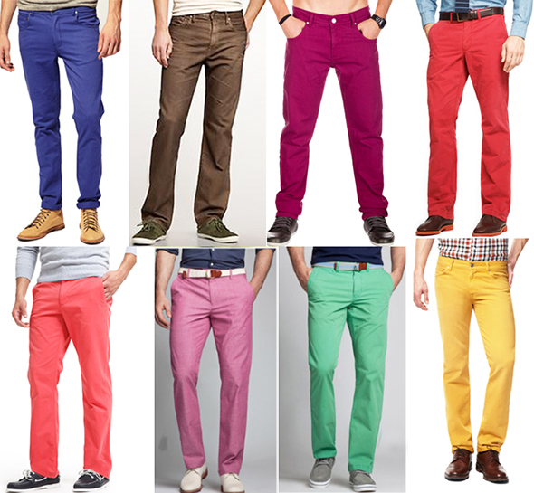 calças coloridas para os homens