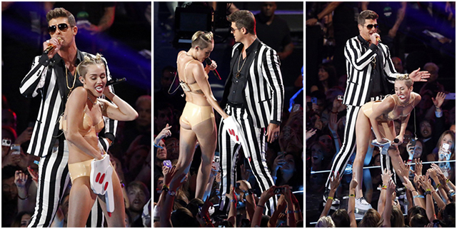 Miley Cyrus e Robin Thicke  no show do VMA (Foto: Reuters)