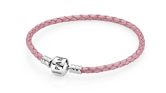 pandora bracelete de couro rosa 165